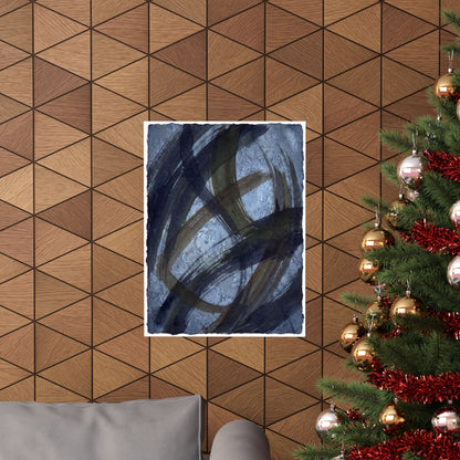 Ink Brushstroke Winter Wall Art Print | Dark Japandi Bold Design