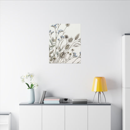 Dried Flowers Canvas Art | Summer Japandi Watercolor Art