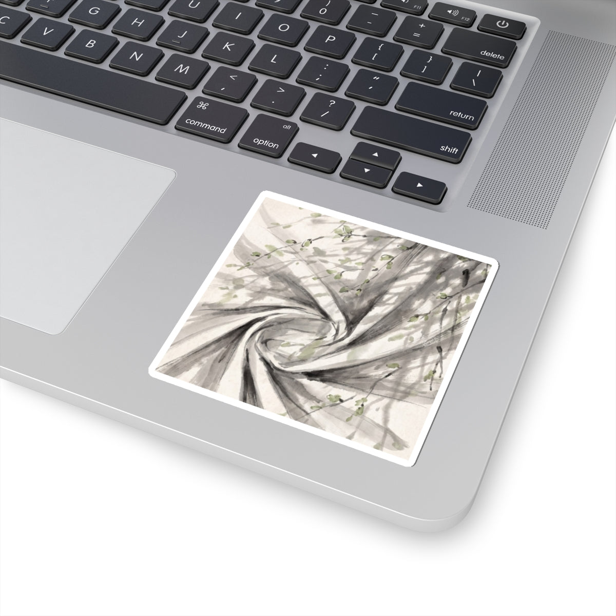 Silk Drape Sumi E Sticker | Tranquil Zen Art Art Print