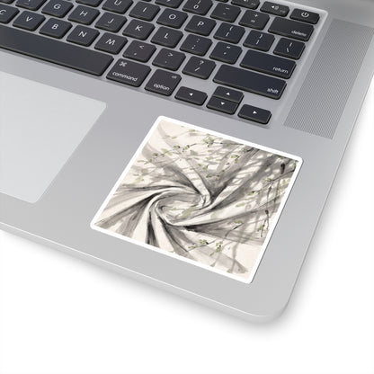 Silk Drape Sumi E Sticker | Tranquil Zen Art Art Print