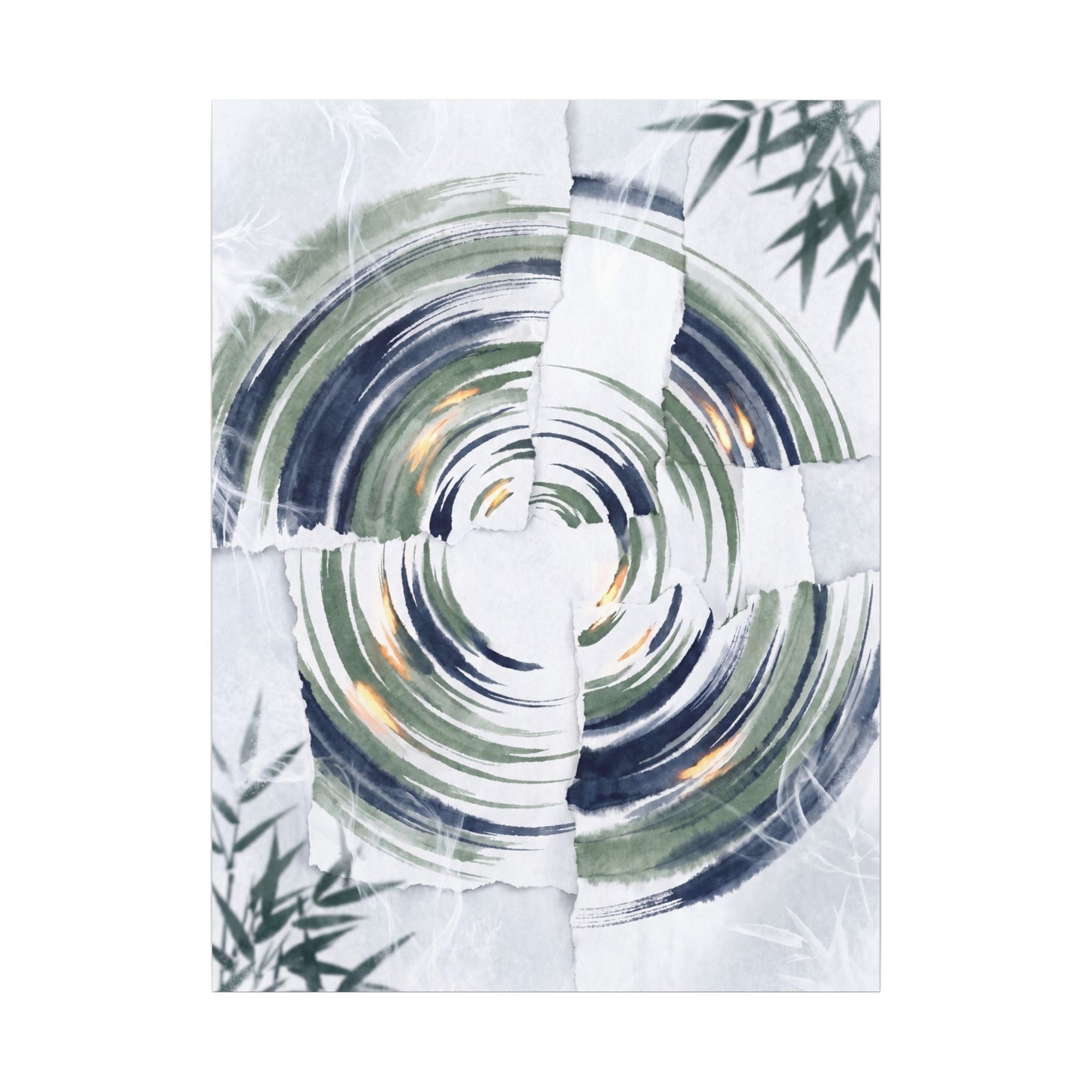 Winter Water Ripple Sumi E Canvas Art | Peaceful Decor