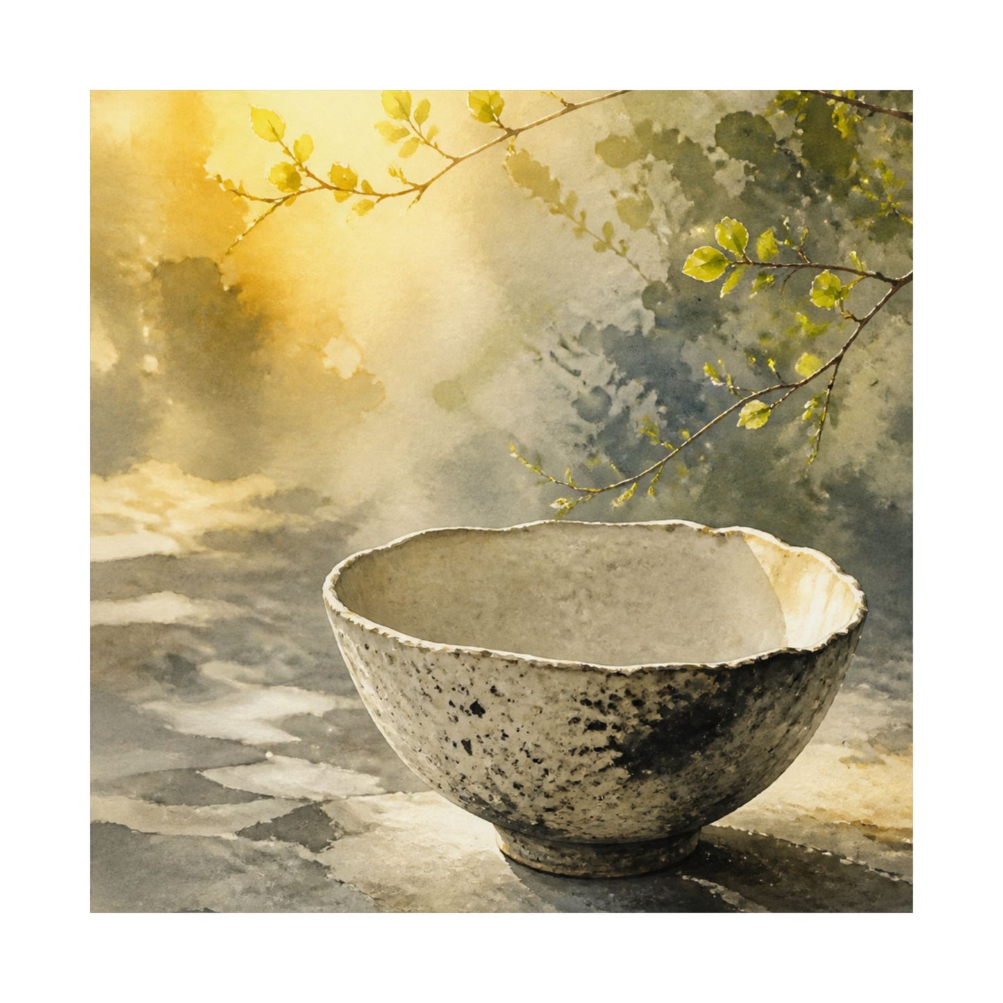 Ceramic Bowl Wall Art Print | Spring Japandi Watercolor Art