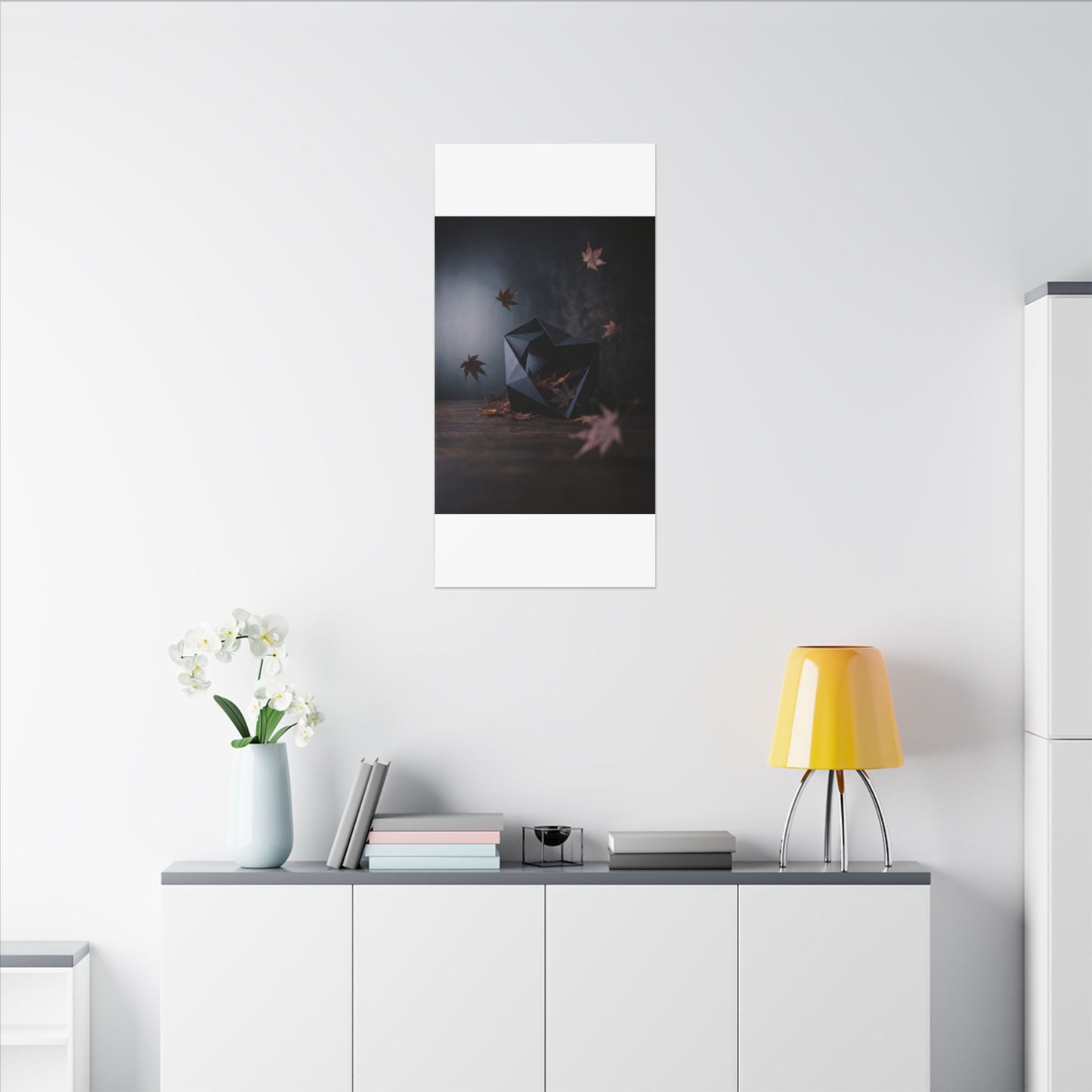 Dark Japandi Paper Fold in Dawn | Shadow Zen Canvas Art