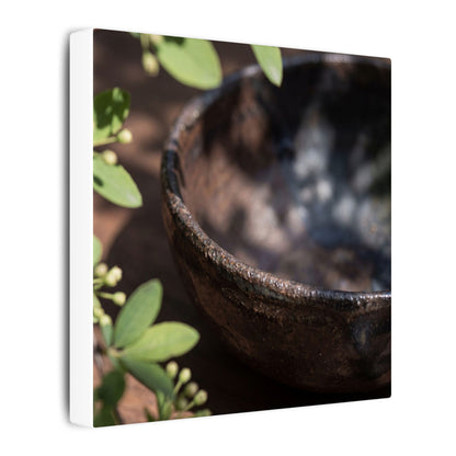 Ceramic Bowl Shadow Zen Canvas Art | Moody Dark Japandi Art