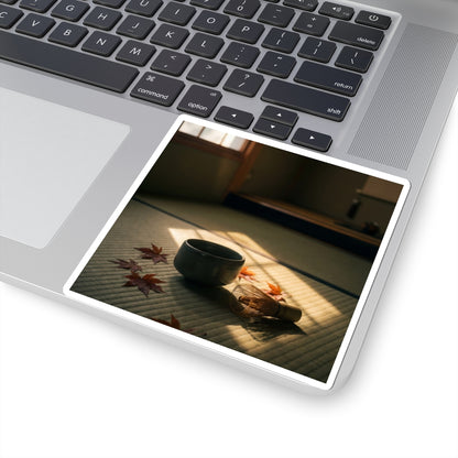 Tea Ceremony Autumn Sticker | Dark Japandi Sophisticated Design Art Print