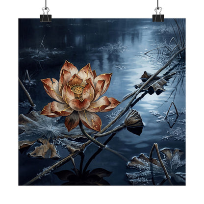 Kintsugi Lotus Flower in Moonlight | Broken Beauty Wall Art Print Art Print