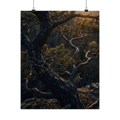Pine Tree Spring Wall Art Print | Dark Japandi Sophisticated Design Art Print