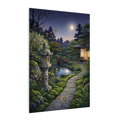 Spring Moonlit Garden Gold Vein Canvas Art | Resilient Decor