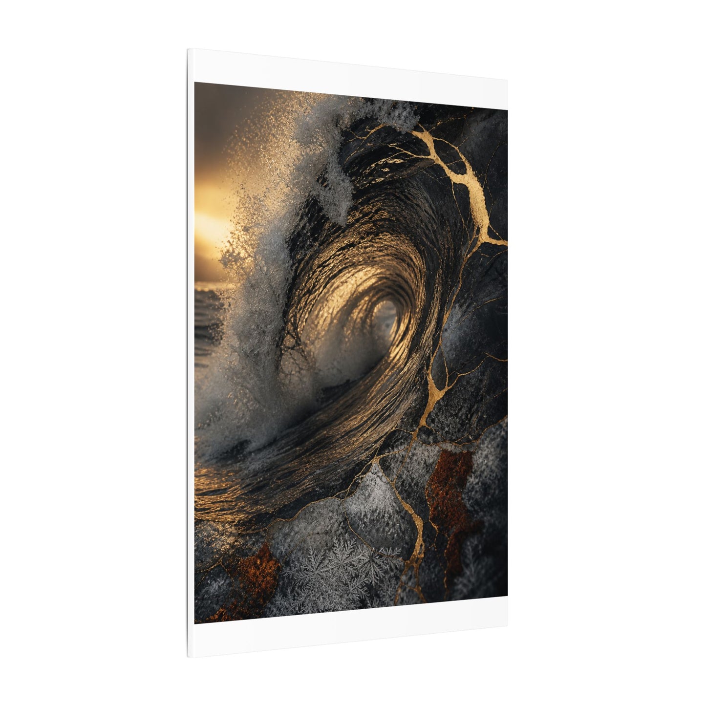 Kanso Ocean Wave Canvas Art - Kintsugi Gold Vein