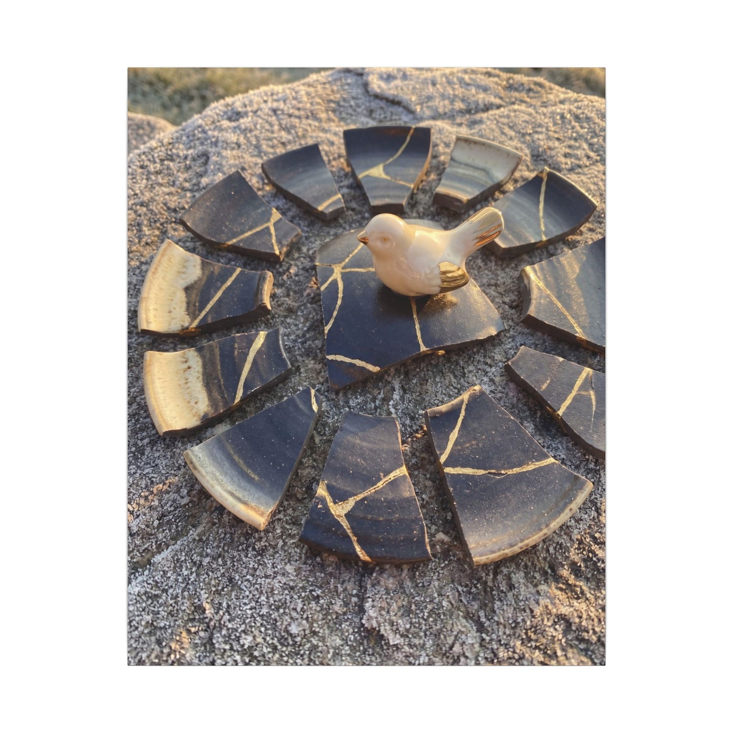 Golden Hour Broken Pottery Canvas Art - Kintsugi Datsuzoku