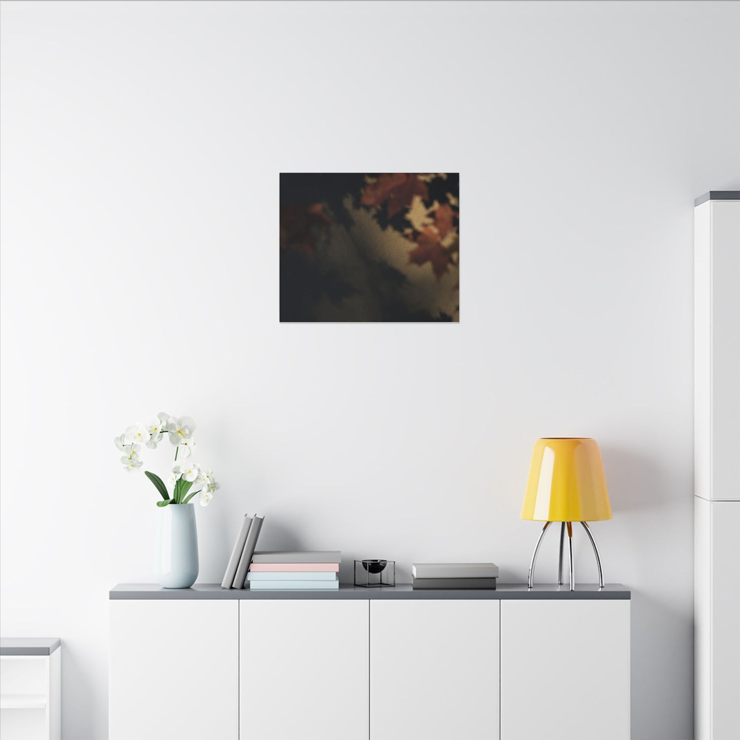 Shadow Play Canvas Art | Autumn Dark Japandi Moody Minimal Art