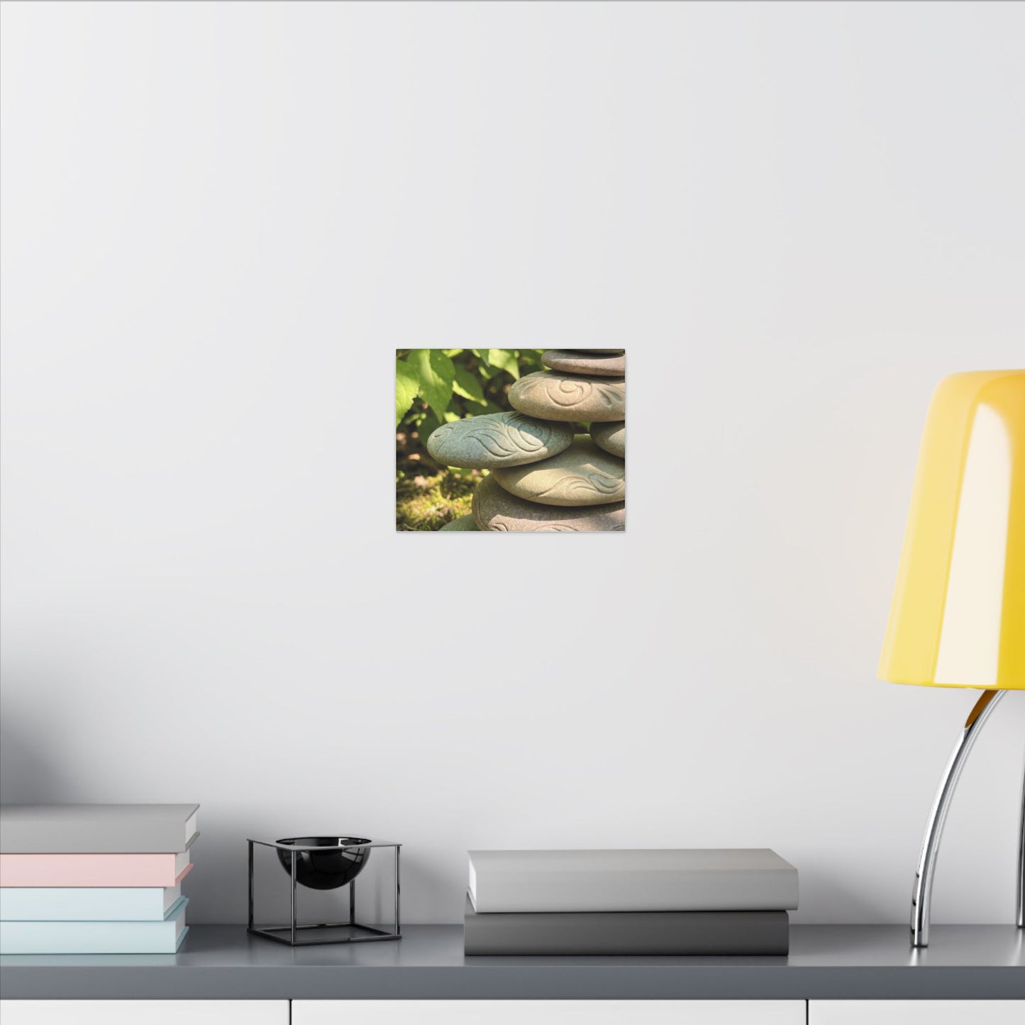 River Stones Summer Canvas Art | Japandi Earthy Design