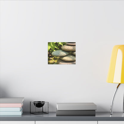 River Stones Summer Canvas Art | Japandi Earthy Design