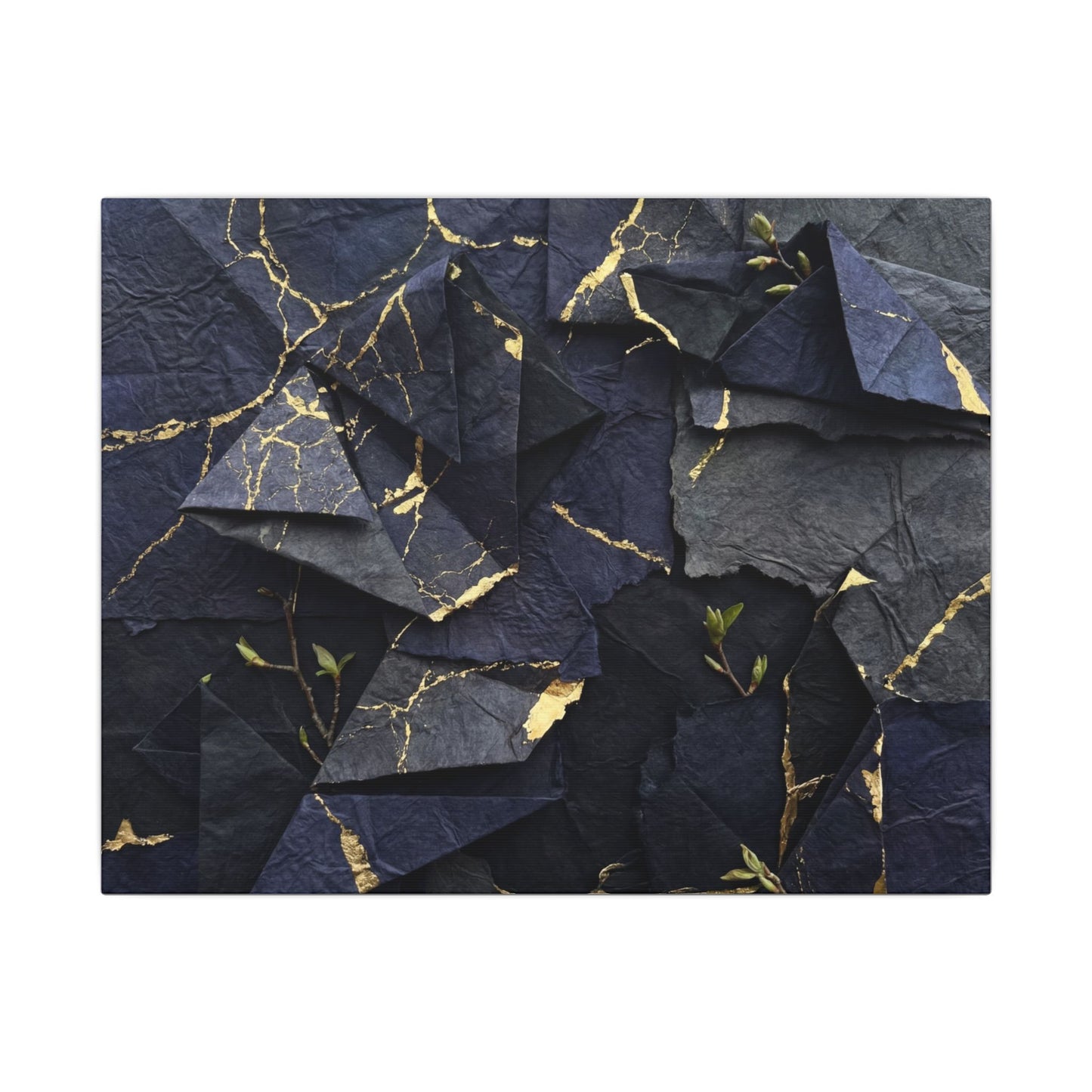 Beautiful Paper Fold Canvas Art - Crackle Gold Kintsugi Art Print