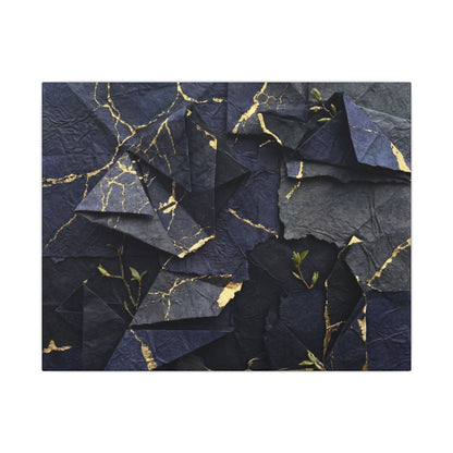 Beautiful Paper Fold Canvas Art - Crackle Gold Kintsugi Art Print