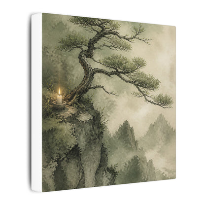 Candlelight Pine Tree Canvas Art - Japandi Kanso