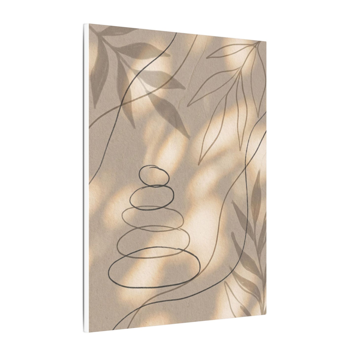 River Stones Minimal Line Canvas Art | Earthy Japandi Art
