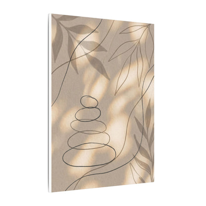 River Stones Minimal Line Canvas Art | Earthy Japandi Art