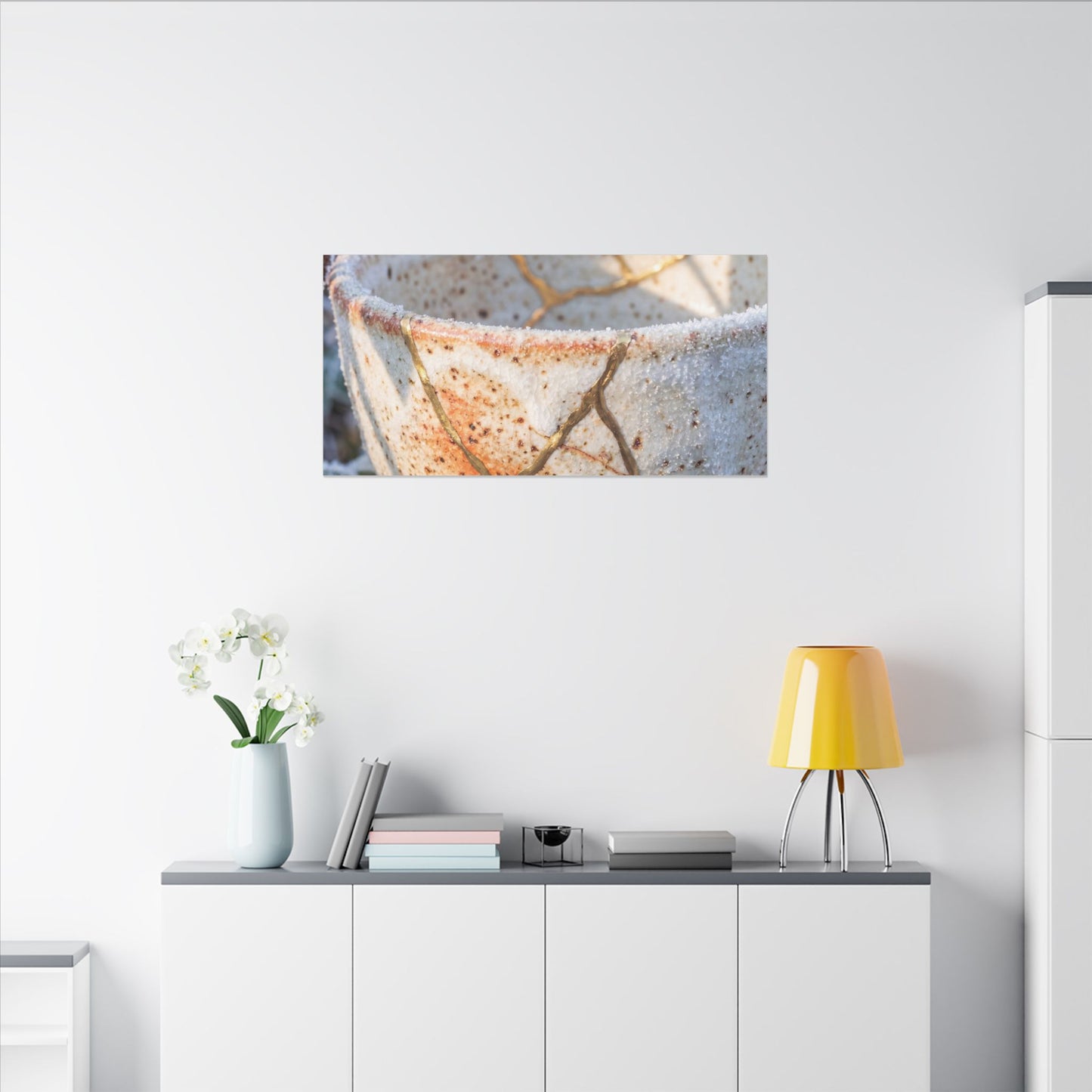 Resilient Ceramic Bowl Canvas Art - Gold Vein Kintsugi