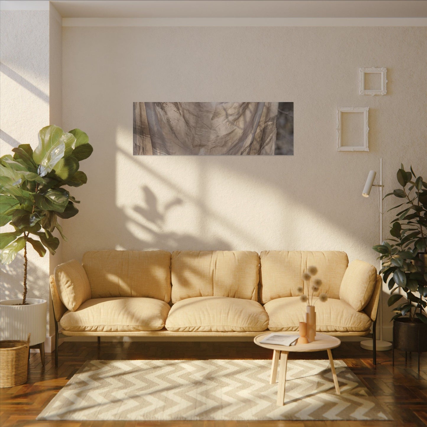 Ma Silk Drape Canvas Art - Japandi Japanese Pattern