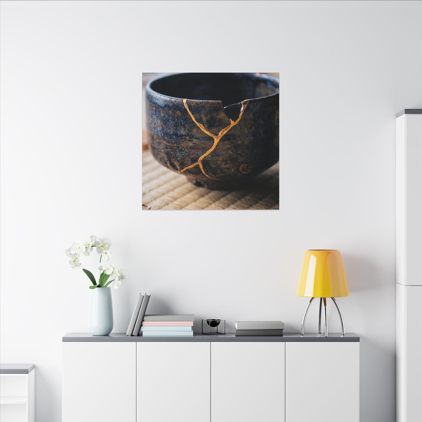 Tea Ceremony Autumn Canvas Art | Kintsugi Healing Design
