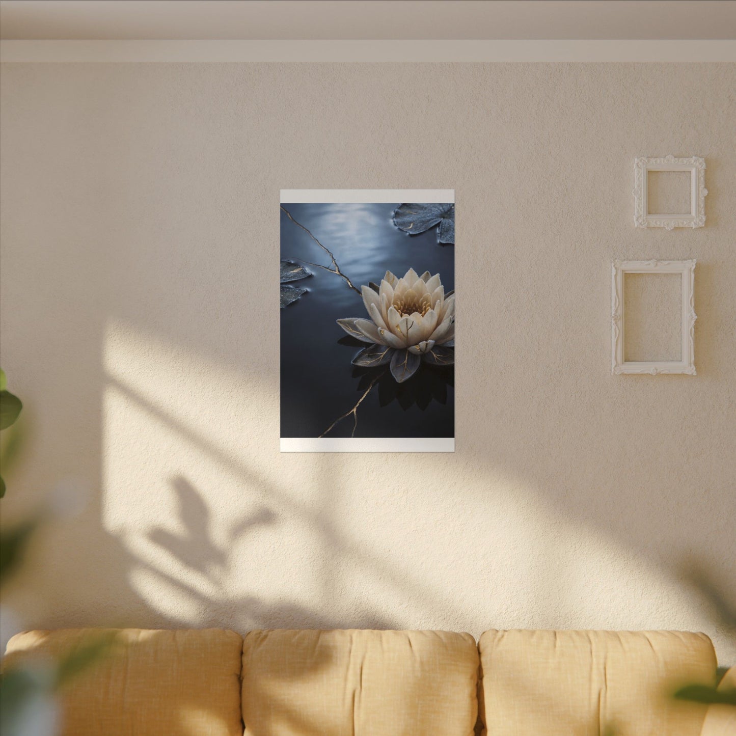 Beautiful Lotus Flower Canvas Art - Gold Vein Kintsugi