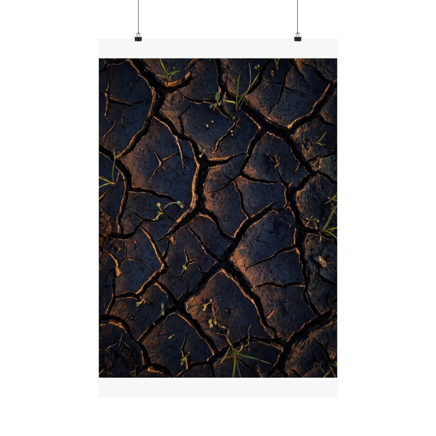 Cracked Earth Moody Minimal Wall Art Print | Sophisticated Dark Japandi Art Art Print