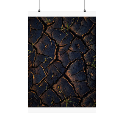 Cracked Earth Moody Minimal Wall Art Print | Sophisticated Dark Japandi Art Art Print