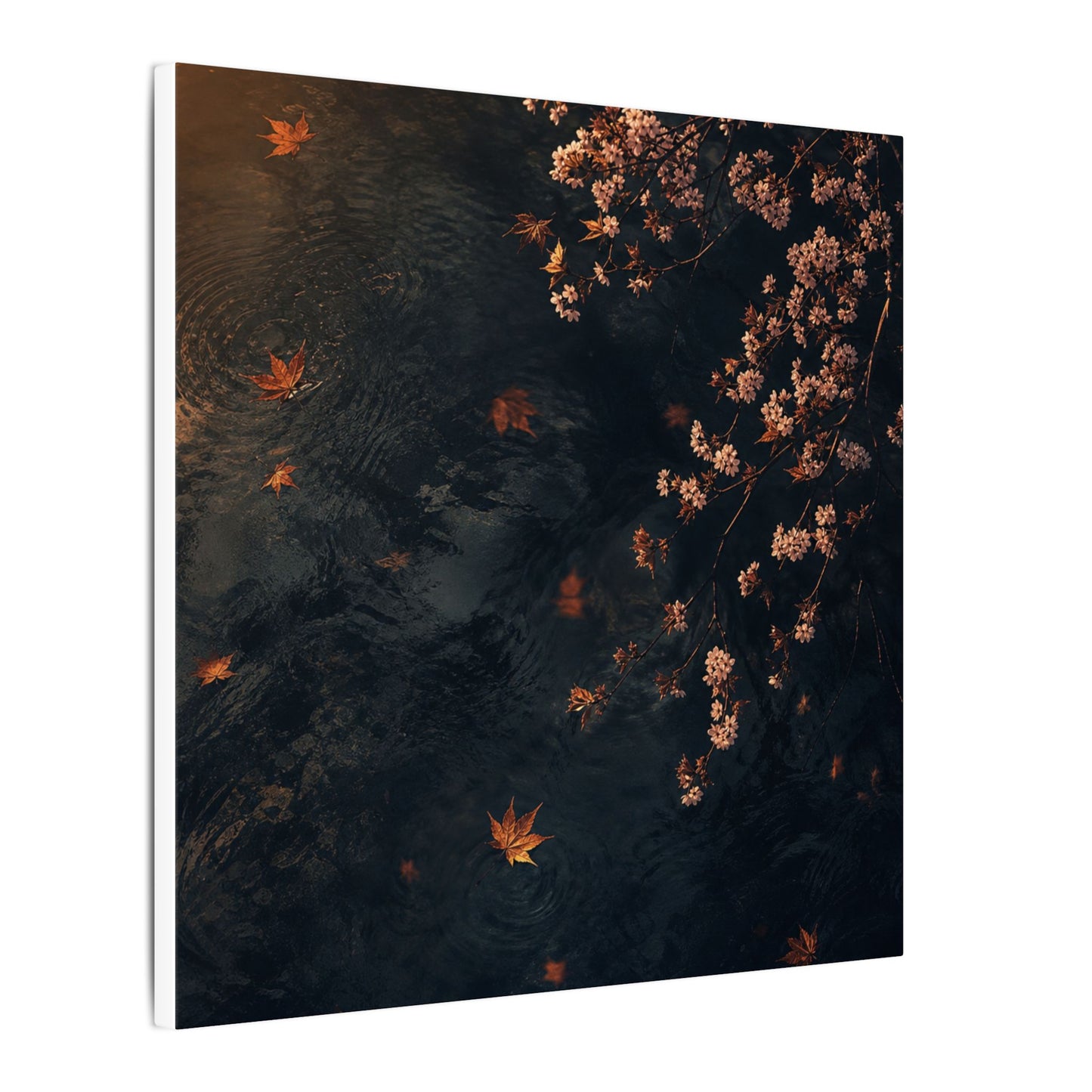 Golden Hour Cherry Blossom Canvas Art - Dark Japandi Kanso