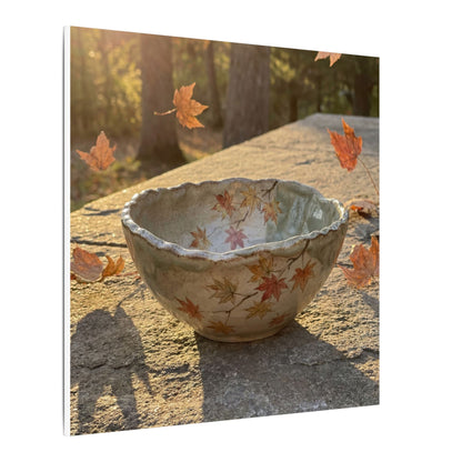 Japandi Ceramic Bowl in Golden Hour | Japanese Pattern Canvas Art