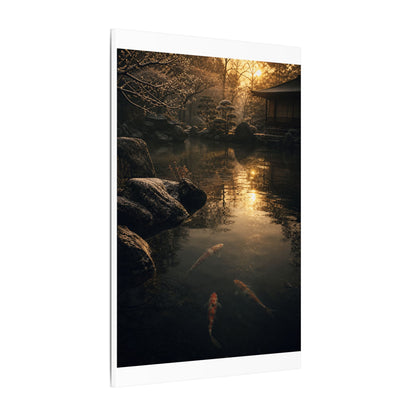 Winter Koi Pond Shadow Zen Canvas Art | Bold Decor