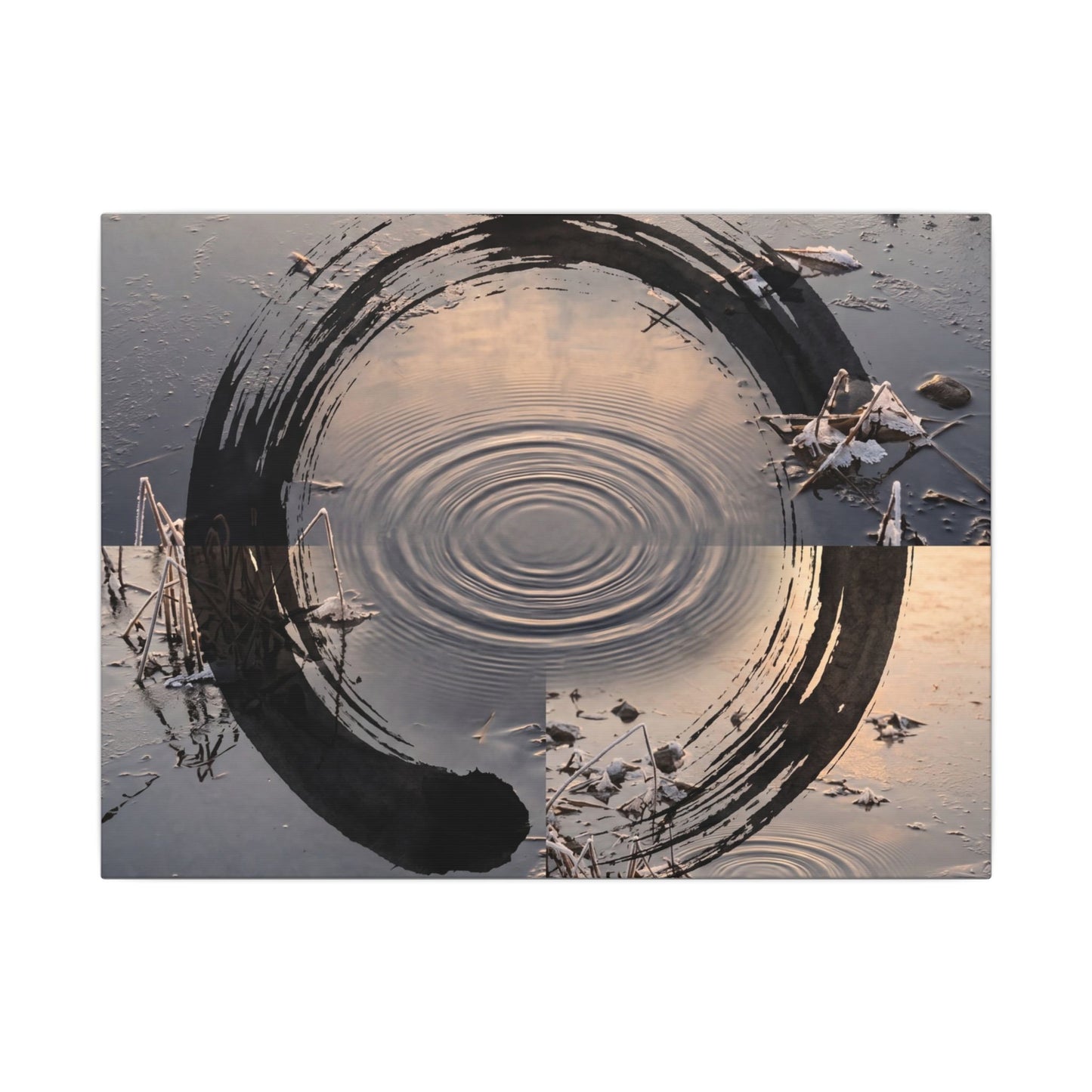 Winter Water Ripple Enso Canvas Art | Tranquil Decor
