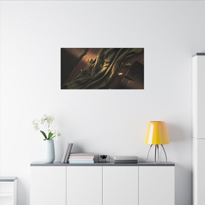 Silk Drape Canvas Art | Spring Dark Japandi Dark Texture Art