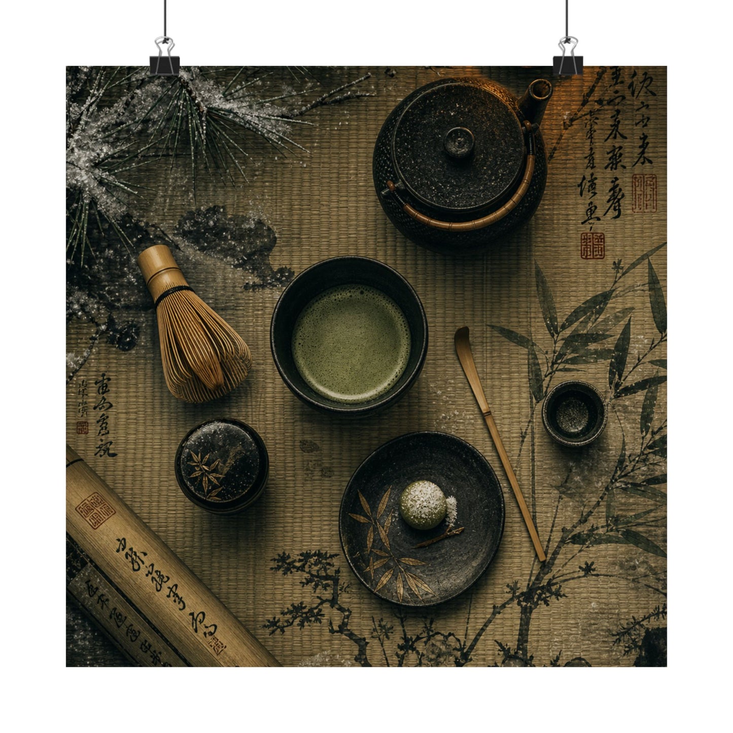 Tea Ceremony Winter Wall Art Print | Zen Calm Design