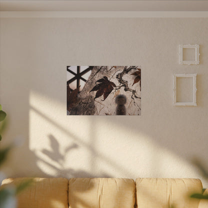 Shoji Screen Autumn Canvas Art | Dark Japandi Atmospheric Design
