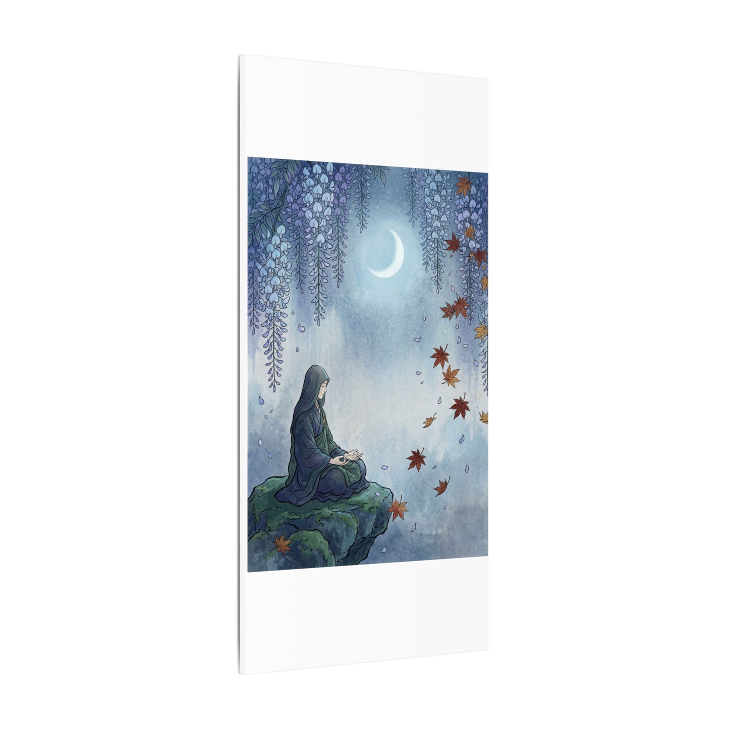 Zen Wisteria in Moonlight | Ukiyo E Inspired Canvas Art