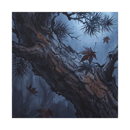 Atmospheric Pine Tree Canvas Art - Shadow Zen Dark Japandi