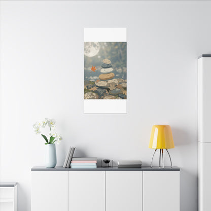 Warm River Stones Canvas Art - Japanese Pattern Japandi