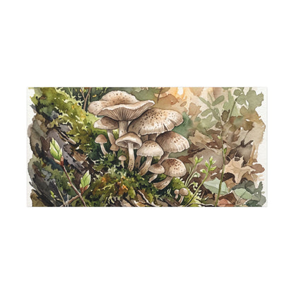 Wild Mushrooms Canvas Art | Spring Japandi Watercolor Art