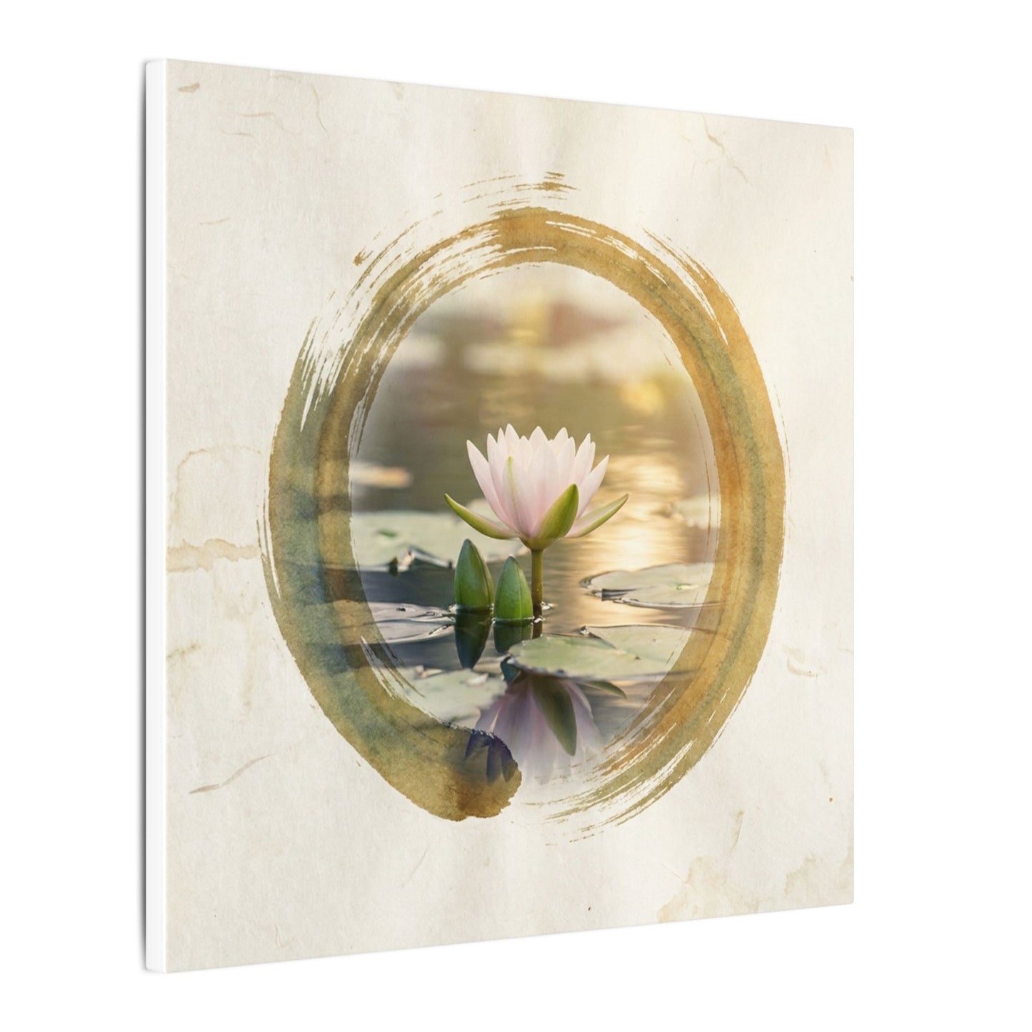 Peaceful Lotus Flower Canvas Art - Enso Zen