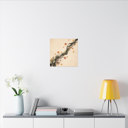 Ink Brushstroke Autumn Canvas Art | Zen Calm Design