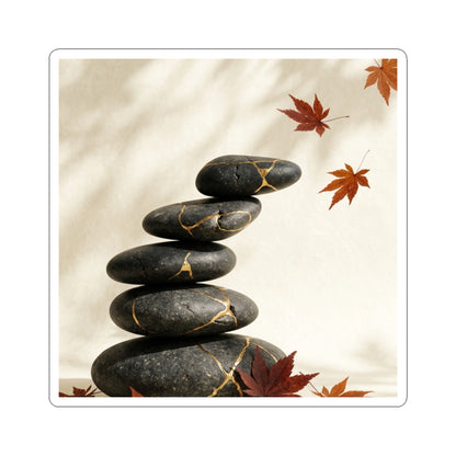 Autumn River Stones Crackle Gold Sticker | Artful Decor