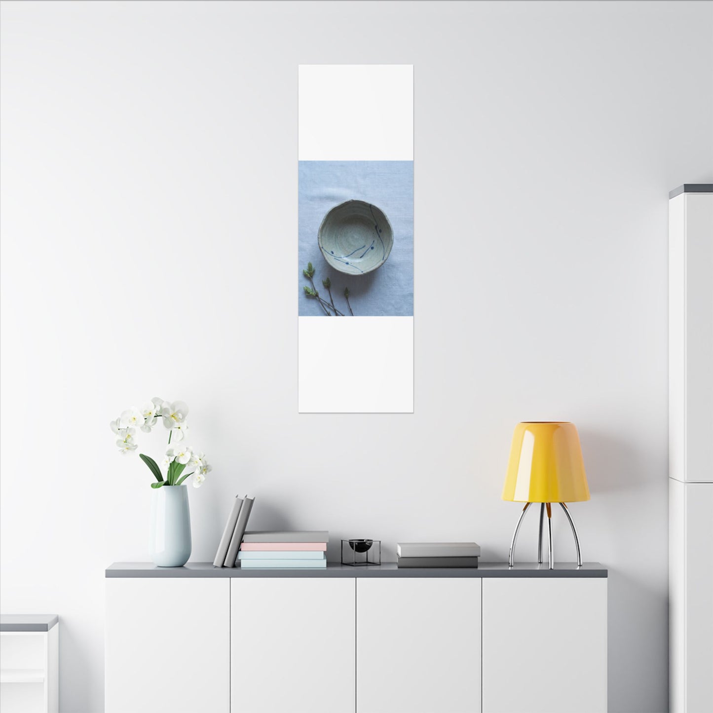 Spring Ceramic Bowl Minimal Line Canvas Art | Warm Decor