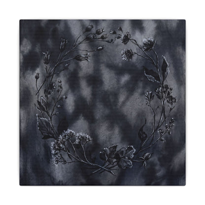 Dried Flowers Canvas Art | Winter Dark Japandi Shadow Zen Art