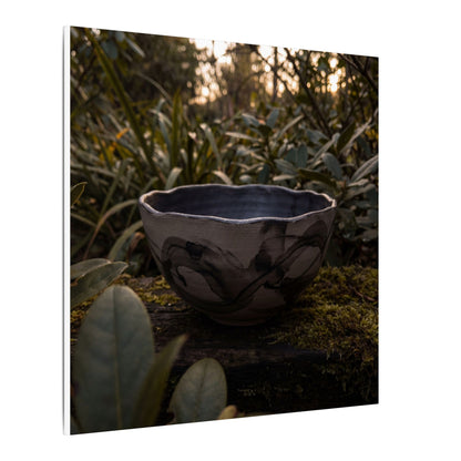 Ceramic Bowl Canvas Art | Summer Dark Japandi Charcoal Ink Art