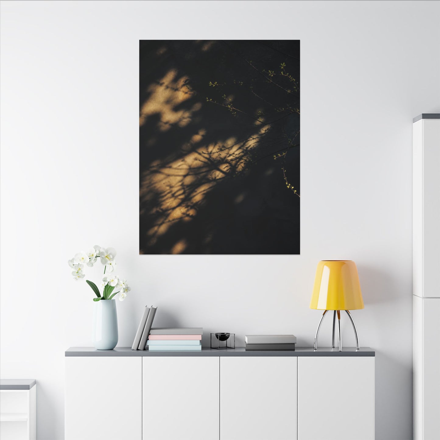 Moody Shadow Play Canvas Art - Moody Minimal Dark Japandi