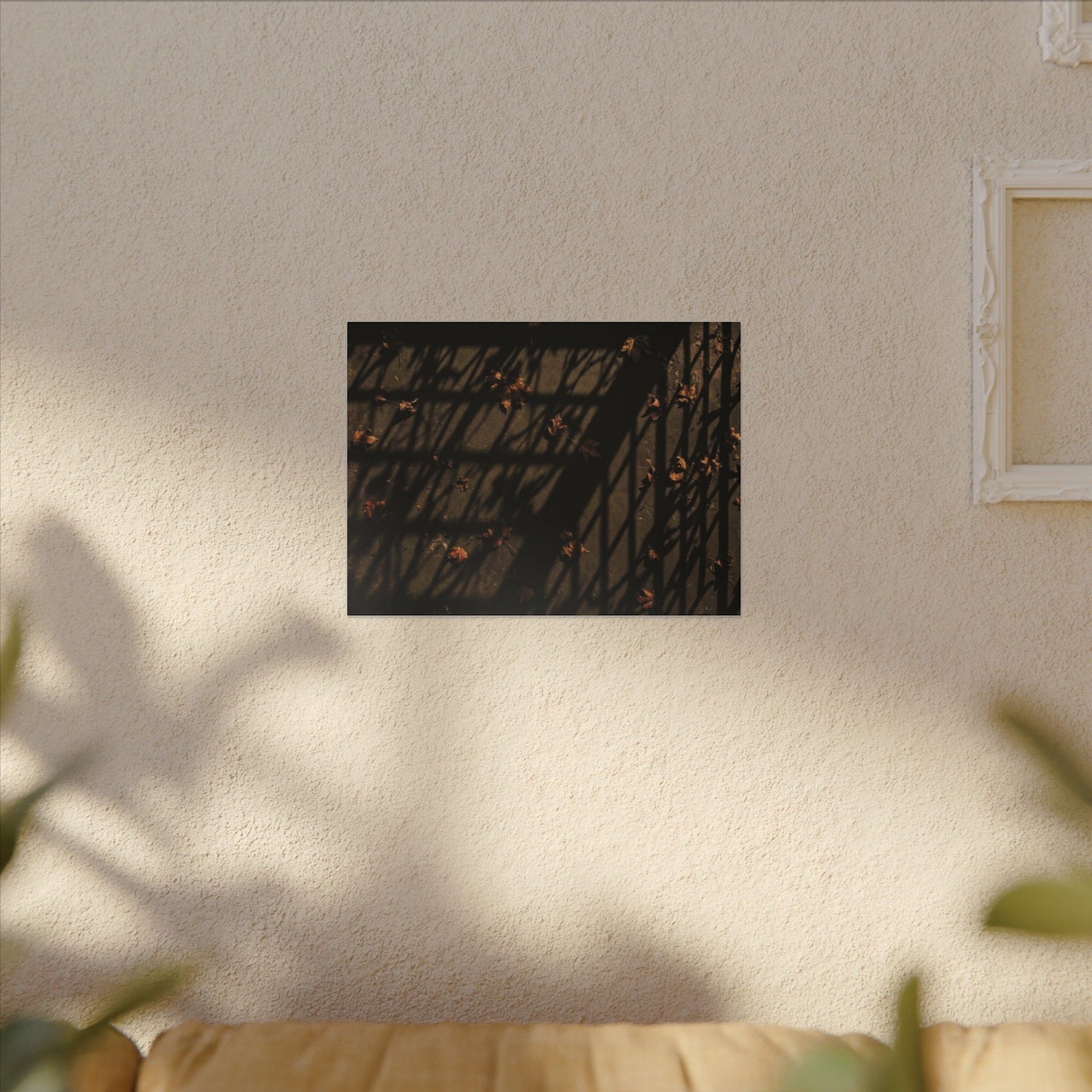 Dark Japandi Shadow Play in Golden Hour | Moody Minimal Canvas Art