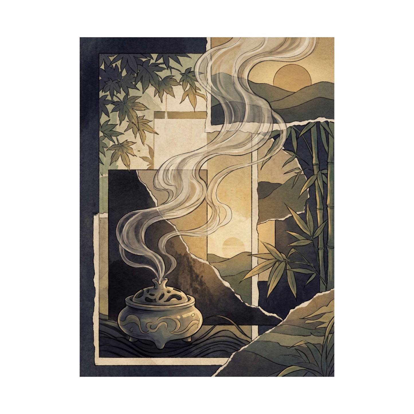 Incense Smoke Summer Wall Art Print | Zen Peaceful Design
