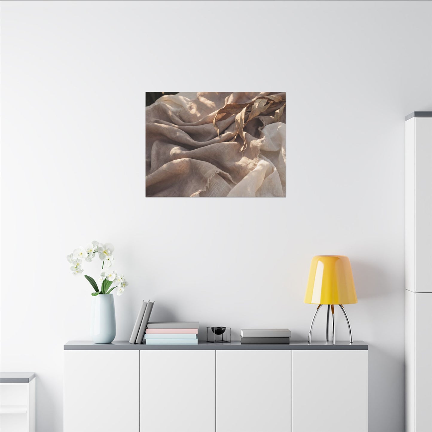 Silk Drape Summer Canvas Art | Japandi Neutral Design