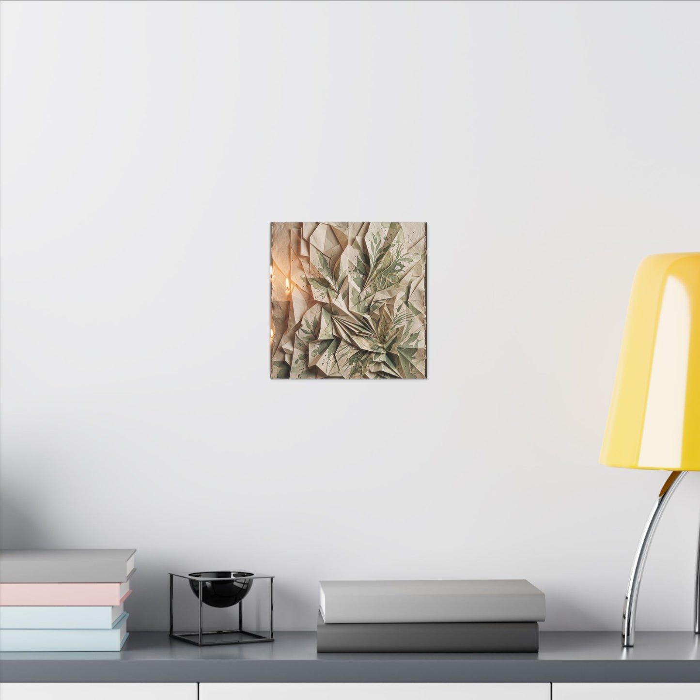 Japandi Paper Fold in Candlelight | Texture Canvas Art